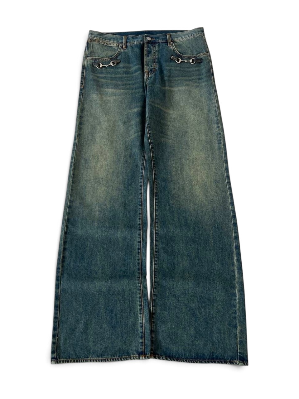 Front of Gucci Horsebit jeans